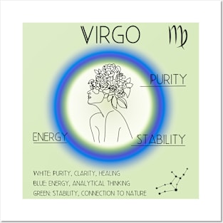 Virgo Aura: Embracing White, Green, and Blue Harmony Posters and Art